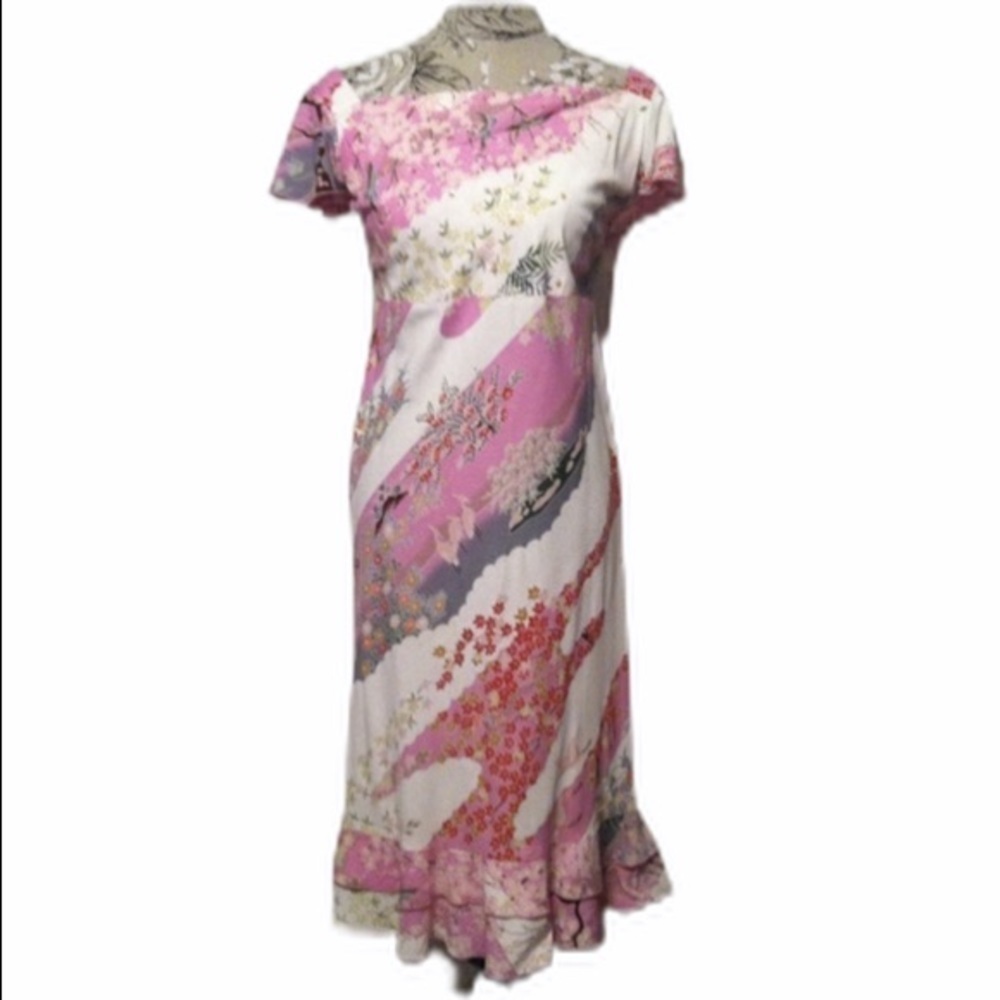 🆕 Pink Flower With Ruffle Dress S